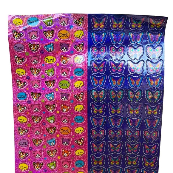 Lisa Frank Stickers Sparkly Rainbow Butterfly Puppy Cats Heart Purple Pink Blue - Picture 2 of 16